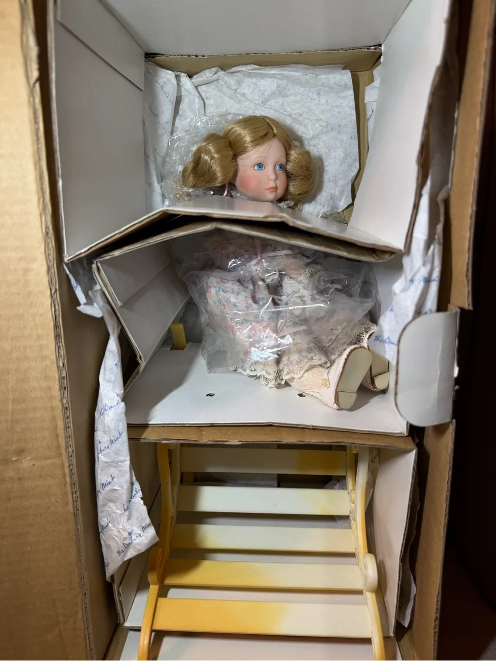 Danbury Mint Porcelain Doll with Cream and Pink Accents